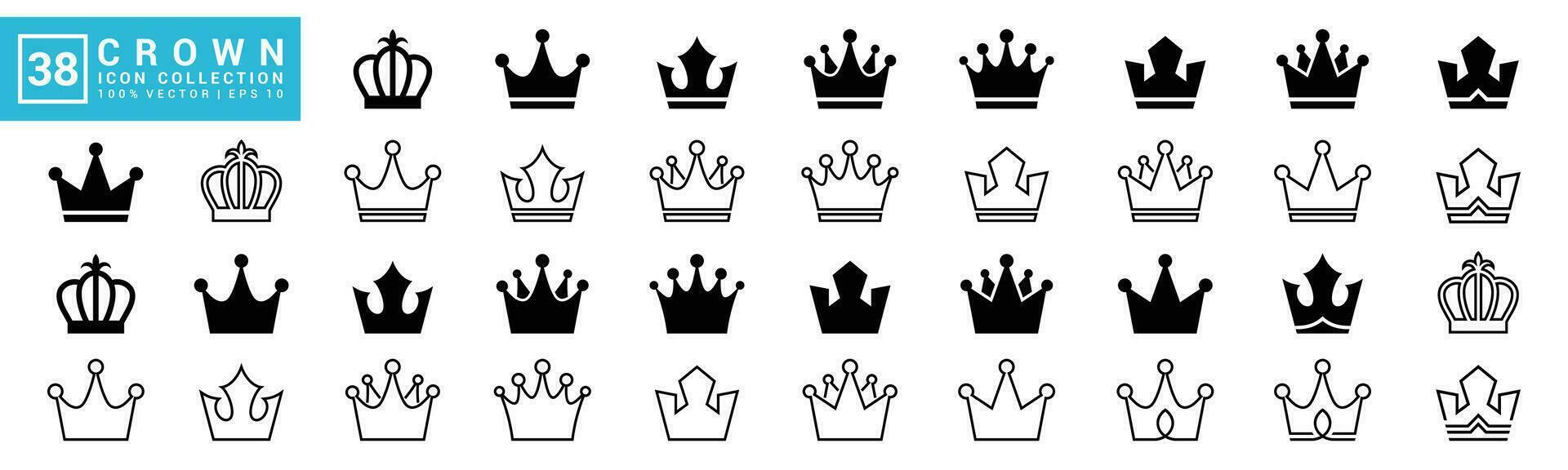 coleção do ícones coroa, rei, rainha, real, reino, editável e redimensionável eps 10. vetor