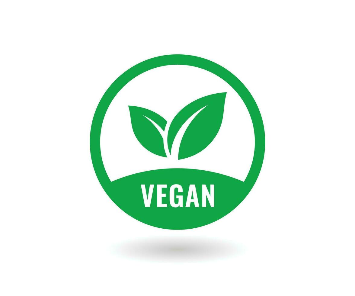 vegano vetor ícone. orgânico, biografia, eco símbolos. volta verde vetor ilustração com folhas para adesivos, rótulos, e logotipos