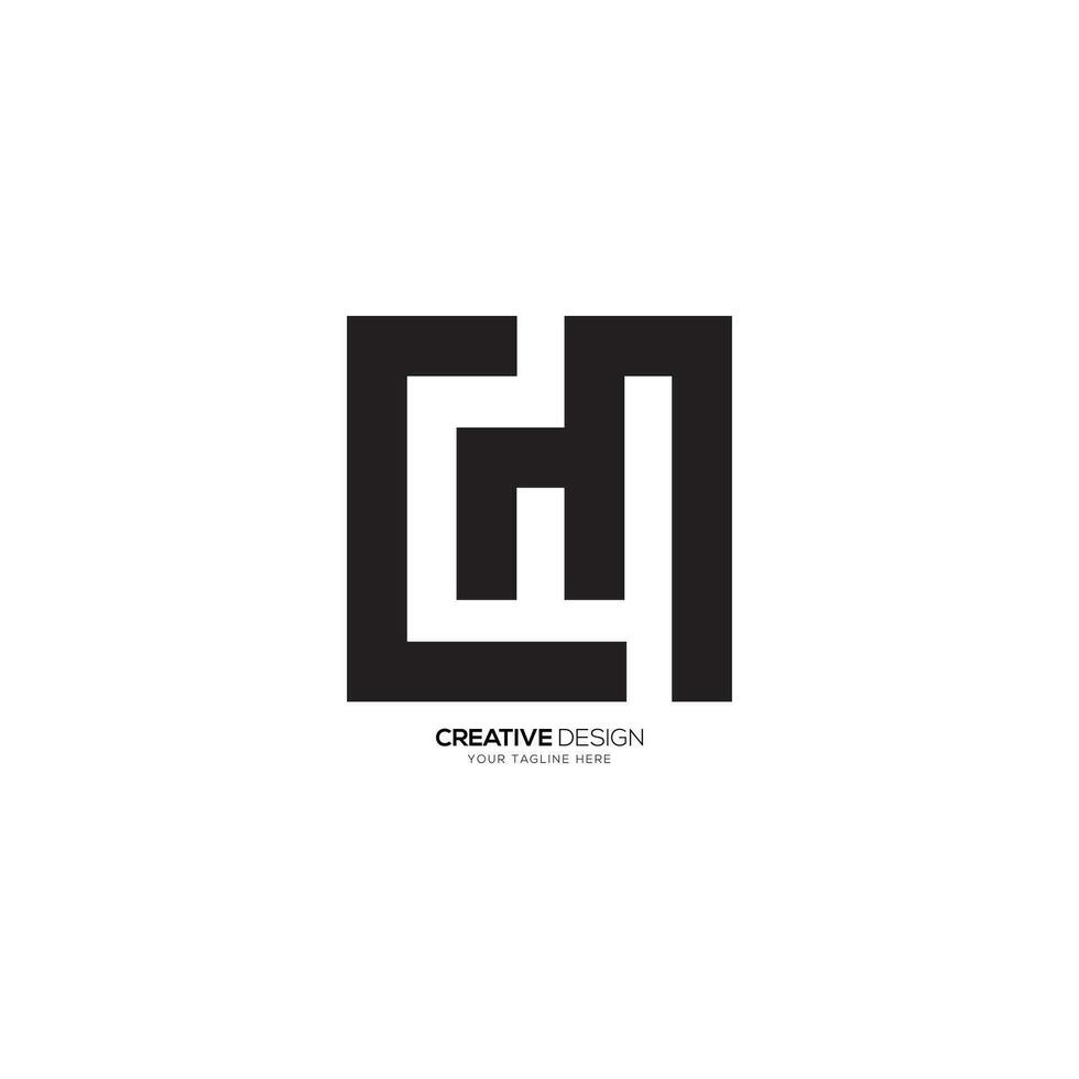 moderno único retângulo forma carta cm cubo estilo monograma elegante logotipo. c logotipo. m logotipo vetor