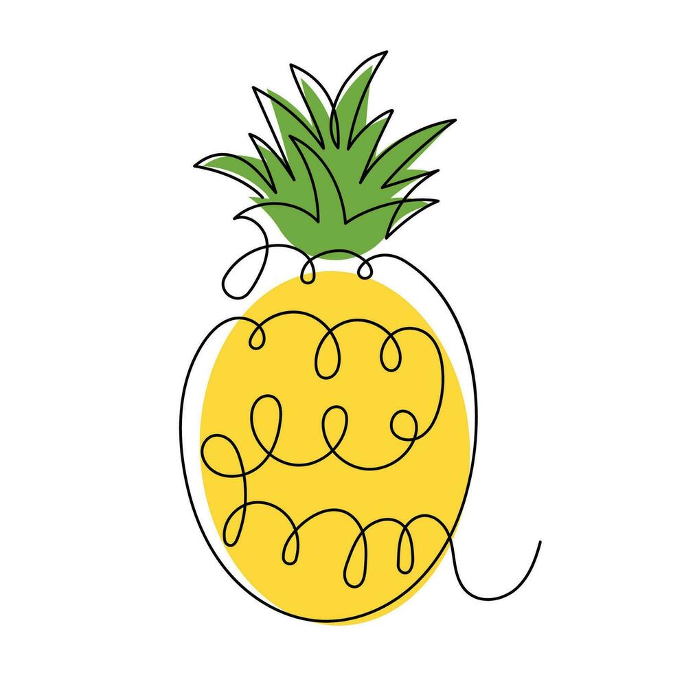 abacaxi todo tropical fruta linha arte com colorida formas.vetor ilustração para cartão, poster, logotipo vetor