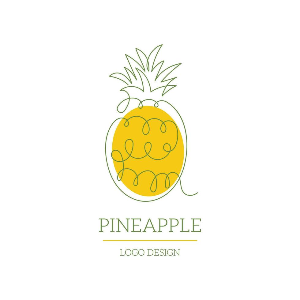 abacaxi tropical fruta logotipo Projeto linha arte estilo com colorida forma.vetor ilustração para cafeteria, comprar, rede site, cartão vetor