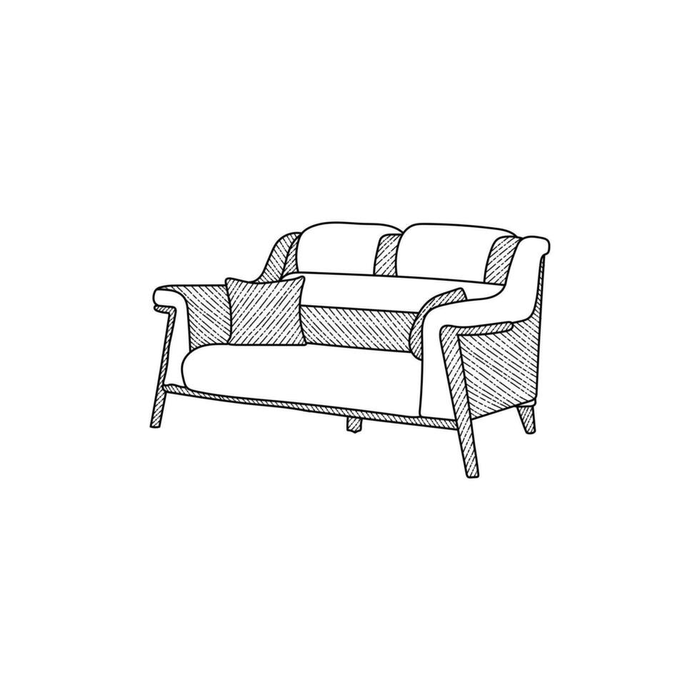 sofá linha ícone logotipo Projeto modelo, mobília ou interior elemento ilustração vetor