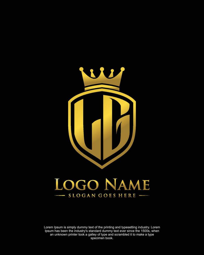 inicial lg carta com escudo estilo logotipo modelo vetor