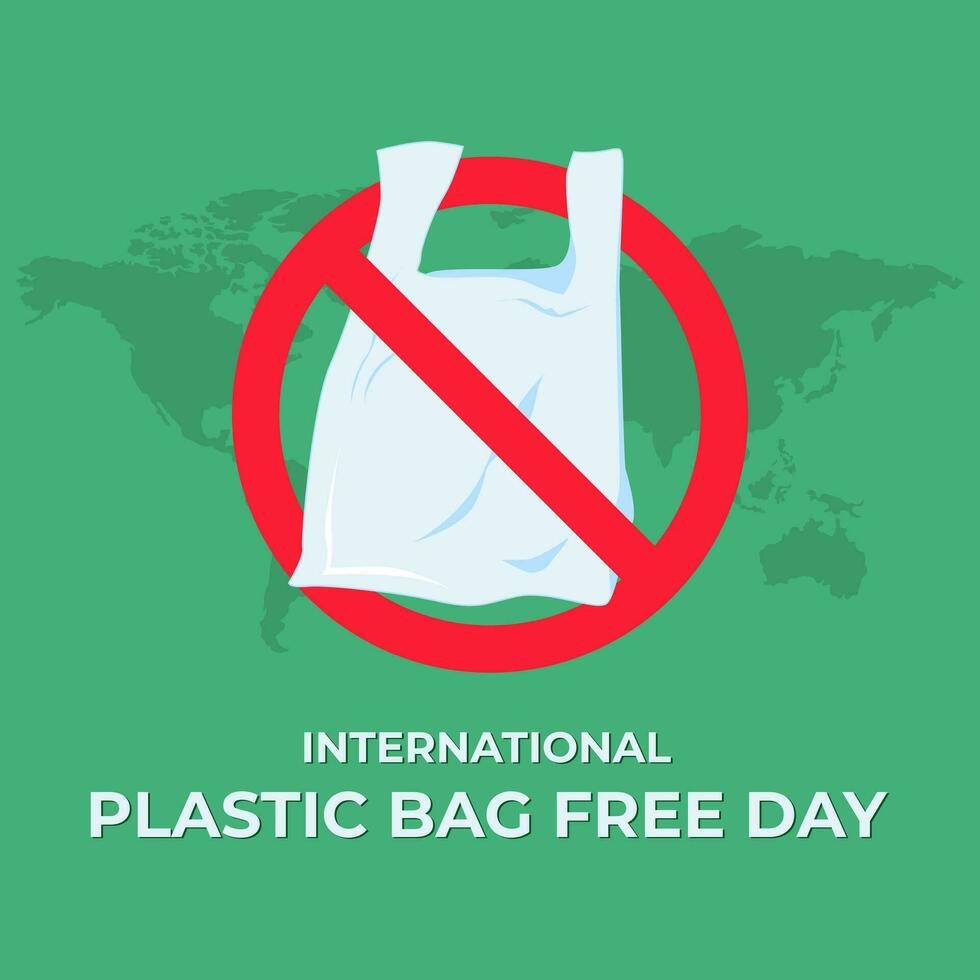 comemoro internacional plástico saco livre dia em Julho 3 com plástico bolsas dentro placa vermelho Cruz vetor