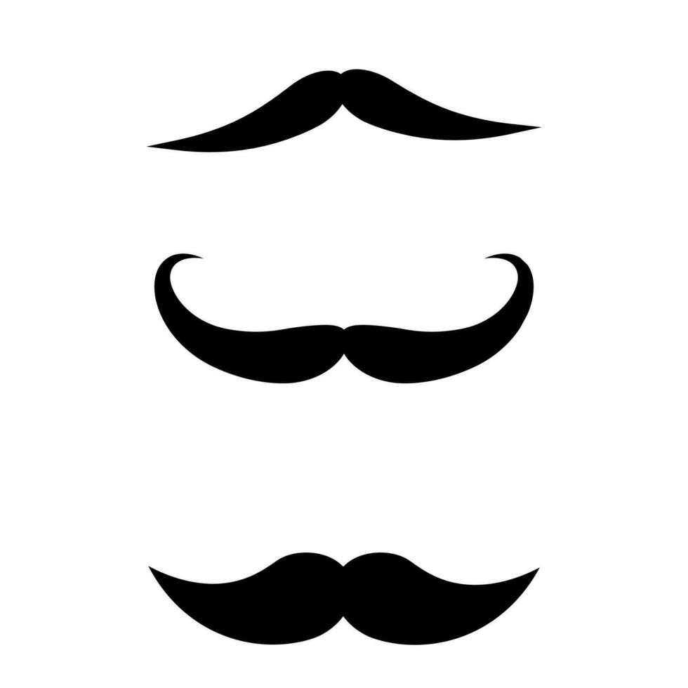 conjunto do masculino bigode, Preto estêncil, isolado vetor ilustração