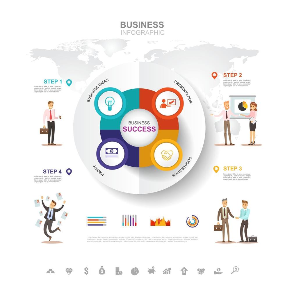 infográfico de negócios conceito de sucesso de negócios com elementos de design gráfico vetorial desta imagem fornecida pela nasa vetor