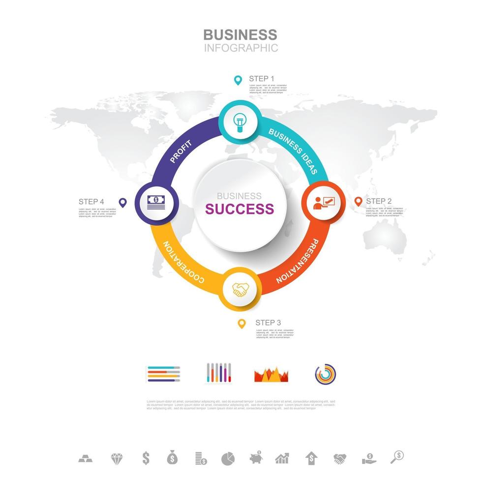 infográfico de negócios conceito de sucesso de negócios com elementos de design gráfico vetorial desta imagem fornecida pela nasa vetor