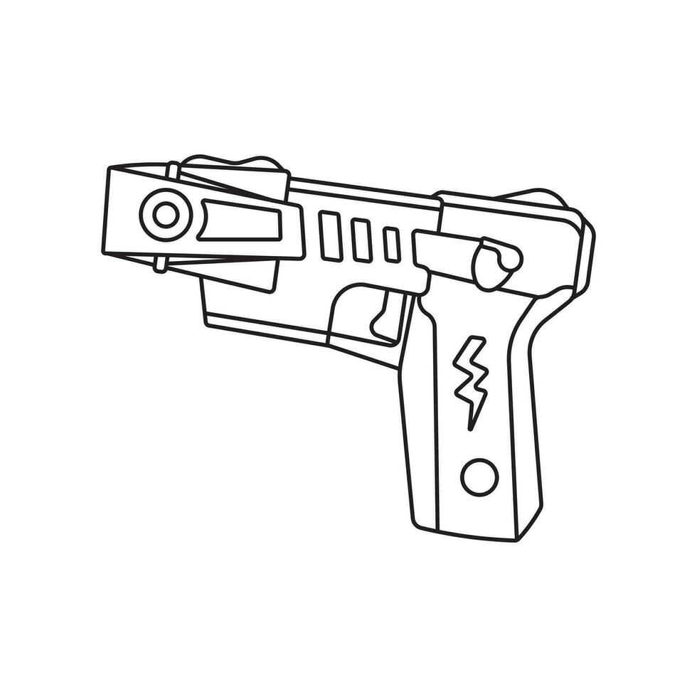 mão desenhado crianças desenhando vetor ilustração atordoar arma de fogo pistolas elétrico plano desenho animado isolado