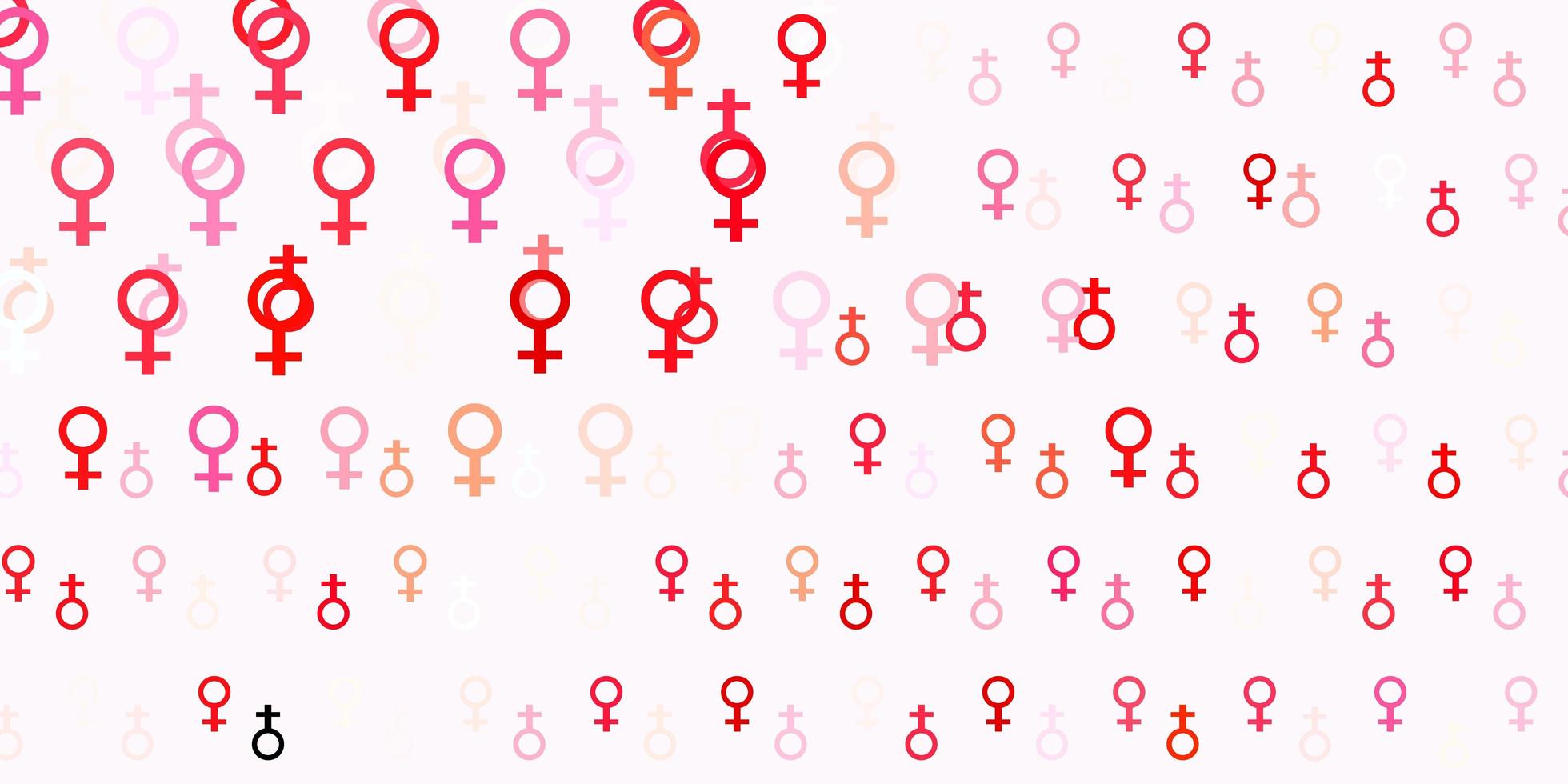 pano de fundo vector vermelho claro com símbolos de poder feminino