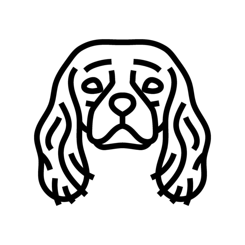 descuidado rei Charles spaniel cachorro cachorro animal linha ícone vetor ilustração