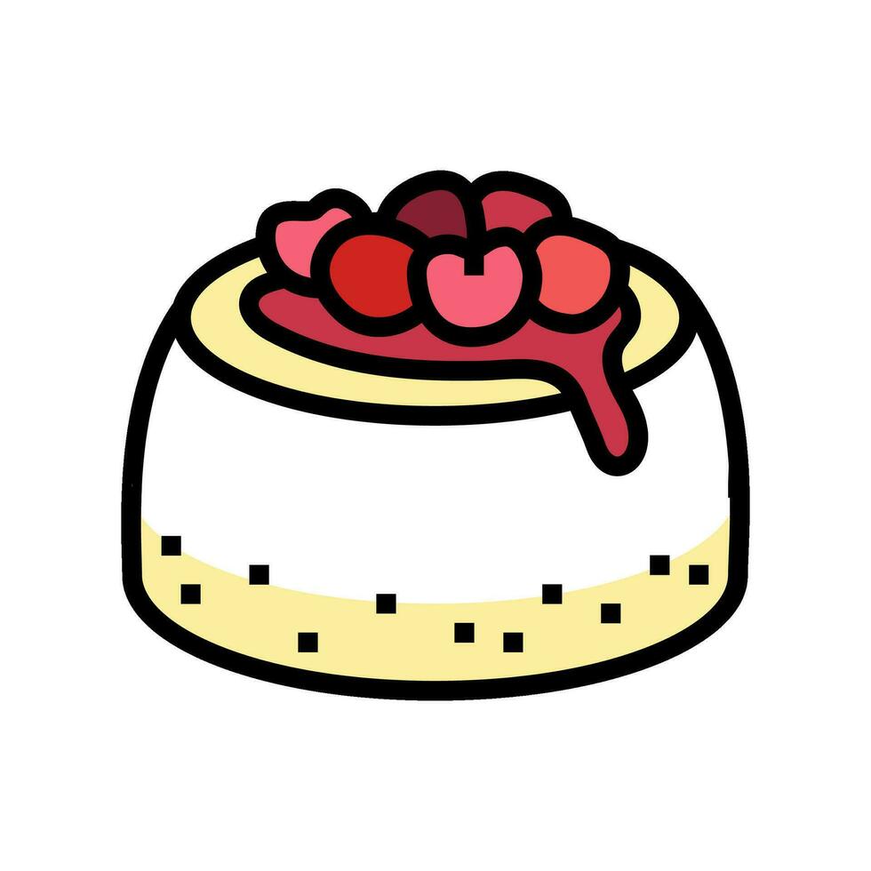 Panna cotta doce Comida cor ícone vetor ilustração