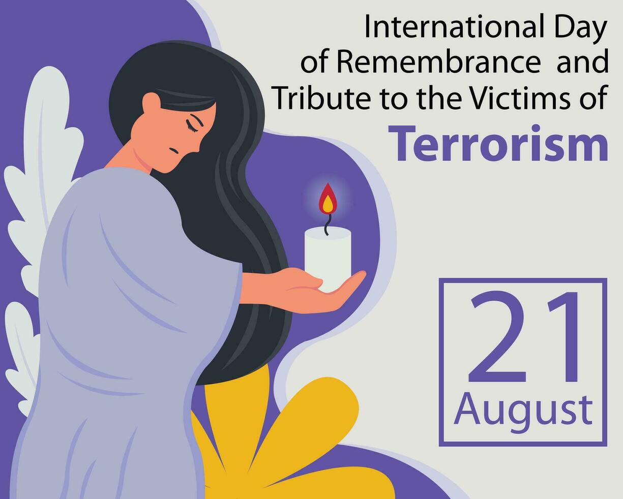 ilustração vetor gráfico do uma mulher segurando uma vela e Rezar, perfeito para internacional dia, lembrança e tributo, a vítimas do terrorismo, comemoro, cumprimento cartão, etc.