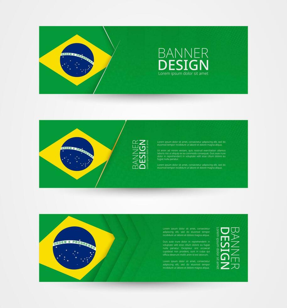 conjunto do três horizontal faixas com bandeira do brasil. rede bandeira Projeto modelo dentro cor do Brasil bandeira. vetor