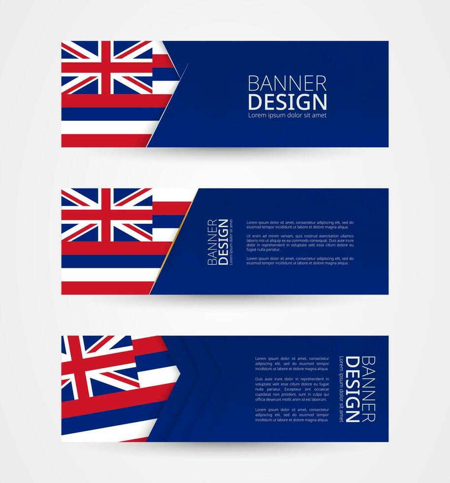 conjunto do três horizontal faixas com nos Estado bandeira do Havaí. rede bandeira Projeto modelo dentro cor do Havaí bandeira. vetor
