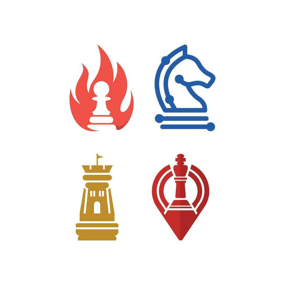 conjunto do xadrez logotipo Projeto vetor ilustração, elemento gráfico ícone Projeto modelo