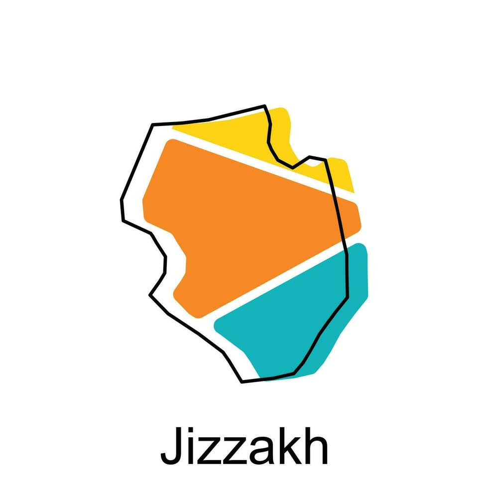 jizzakh mapa vetor ilustração Projeto modelo, uzbequistão mapa, Preto e branco detalhado esboço regiões do a país. vetor ilustração