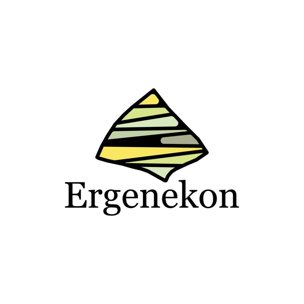 mapa do ergenekon com nomeado regiões e viagem ícones, país mapa para infográfico vetor