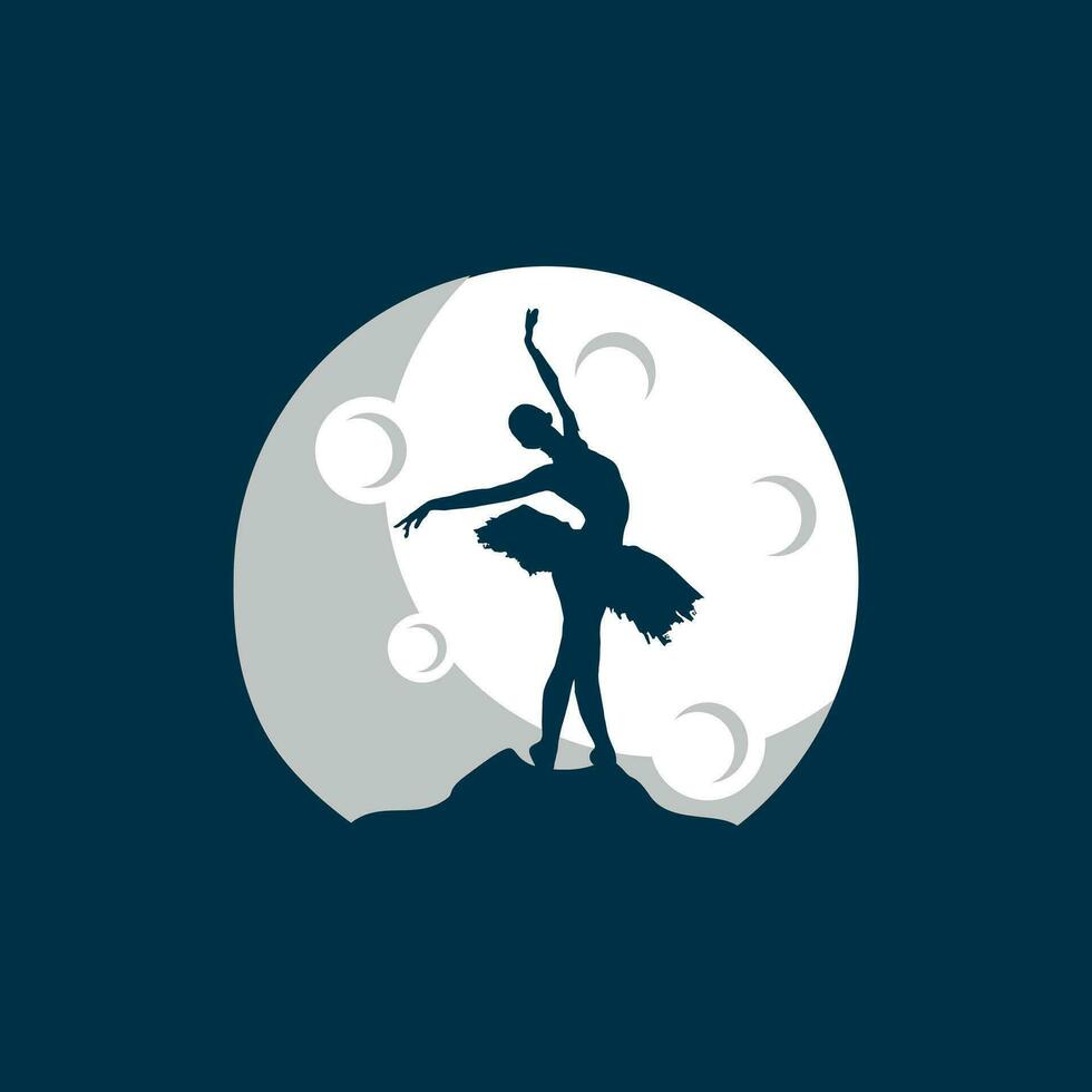 balé dançando lua logotipo, dançando menina esboço e a lua logotipo Projeto modelo vetor
