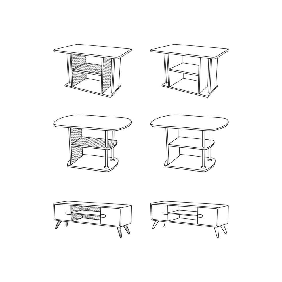 conjunto do mesa linha simples ícone vetor projeto, ícone mobília linha arte vetor, minimalista ilustração Projeto modelo