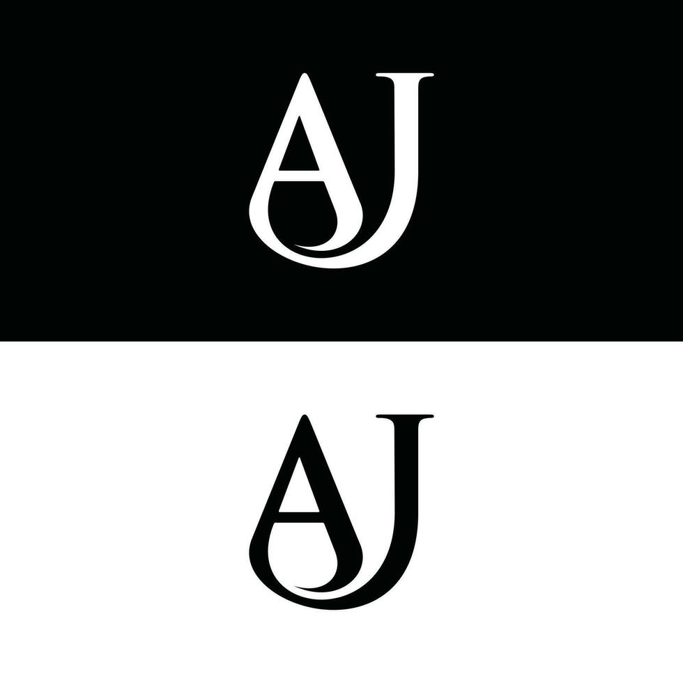 carta aj vetor logotipo Projeto modelo, monograma logotipo dentro branco cor e Preto fundo.