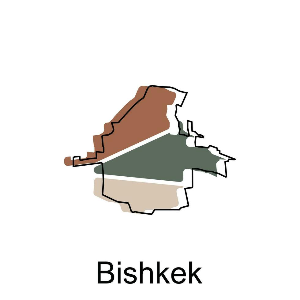 Quirguistão político mapa com capital Bishkek, plano vetor mapa logotipo vetor Projeto. abstrato, desenhos conceito, logotipos, logótipo elemento para modelo.