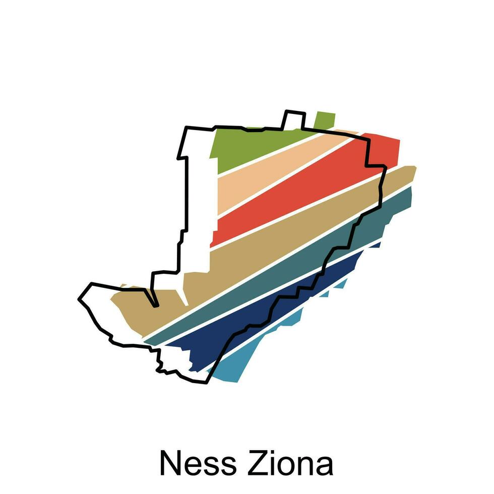 detalhado mapa do ness ziona cidade administrativo área. vetor ilustração Projeto modelo. paisagem urbana