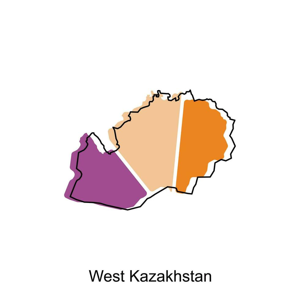 mapa do oeste Cazaquistão, estilizado vetor Cazaquistão mapa, logotipo vetor Projeto. abstrato, desenhos conceito, logotipo, logótipo elemento para modelo.