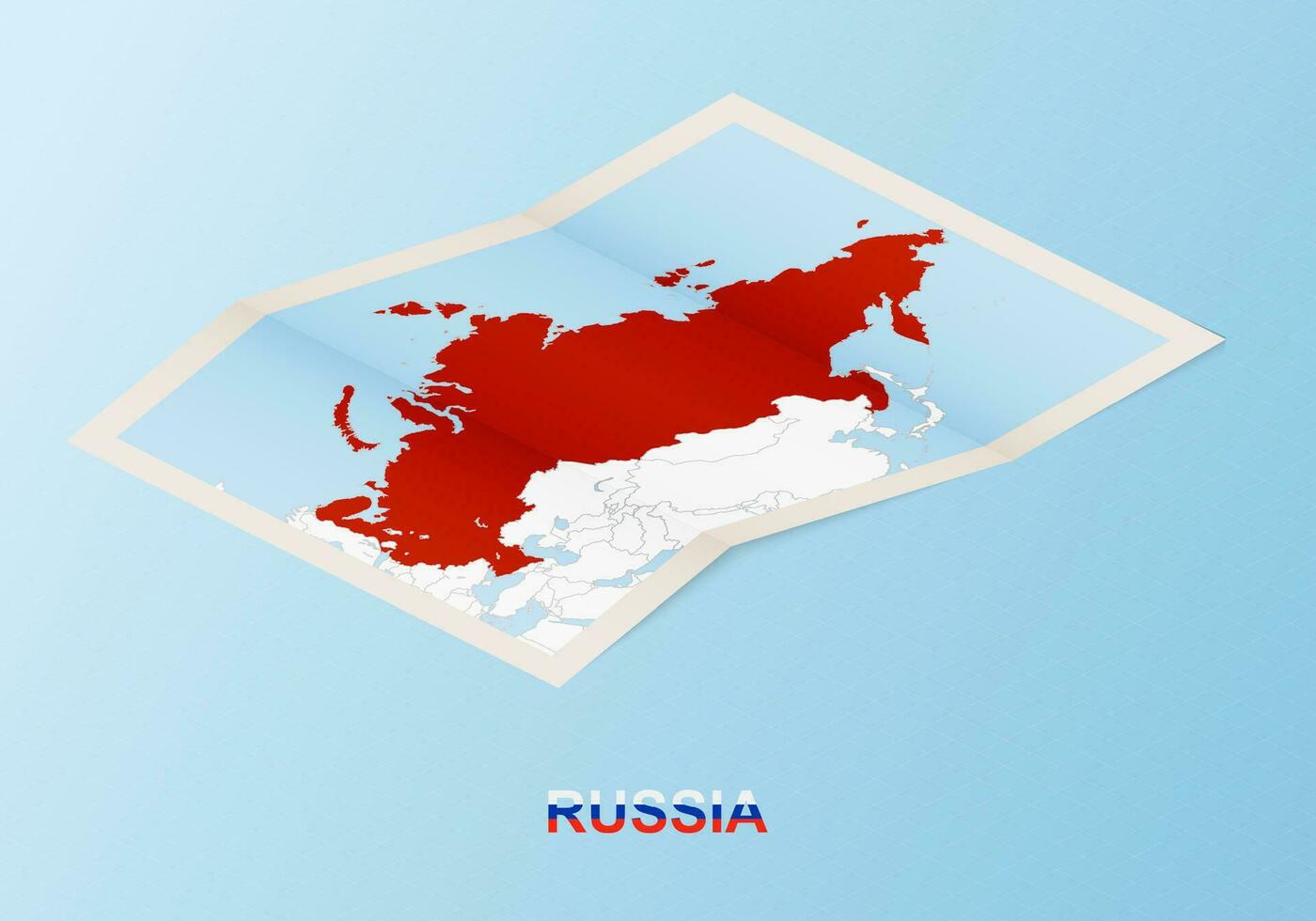 guardada papel mapa do Rússia com vizinho países dentro isométrico estilo. vetor