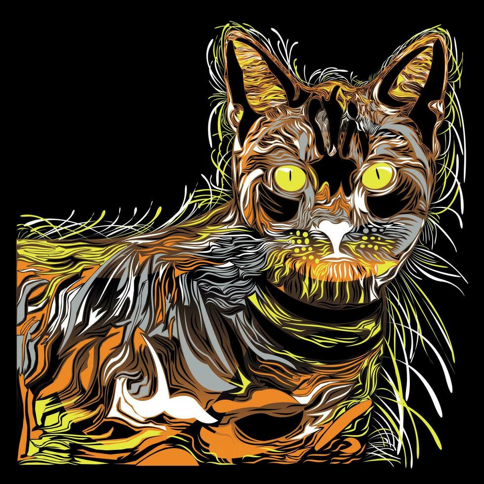 animal gato obra de arte estilo ilustração vetor Projeto modelo, legal gato poster vetor, ilustração