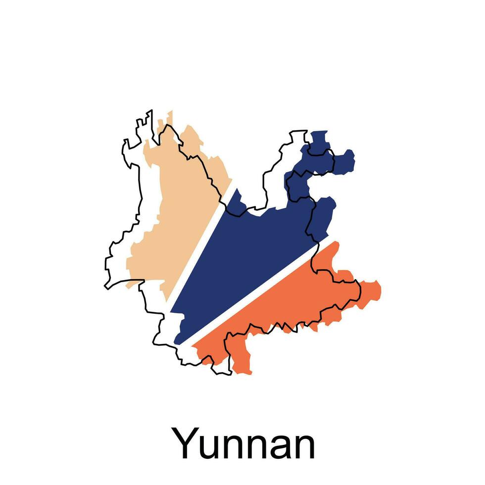 Alto detalhado vetor mapa do Yunnan moderno contorno, logotipo vetor Projeto. abstrato, desenhos conceito, logotipo, logótipo elemento para modelo.