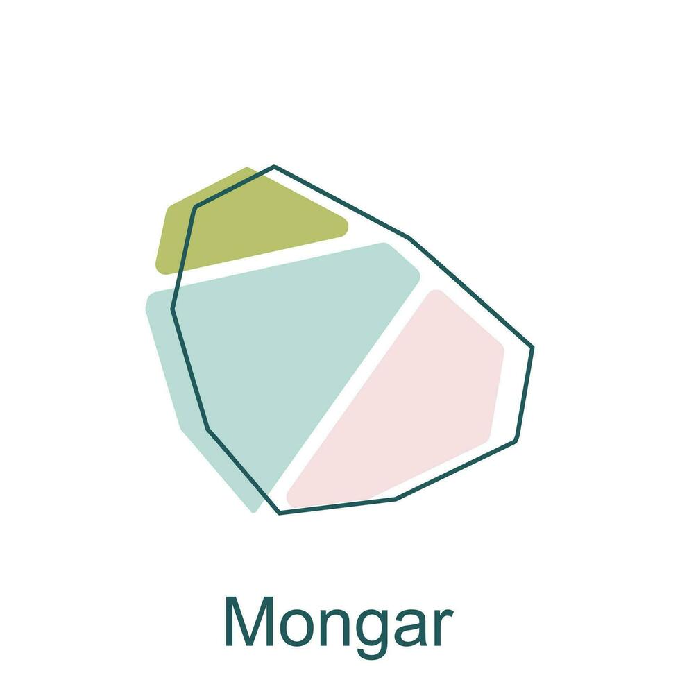 moderno mapa do mongar geométrico colorida simples ilustração Projeto modelo, Butão mapa. Estado e distrito mapa do Butão vetor