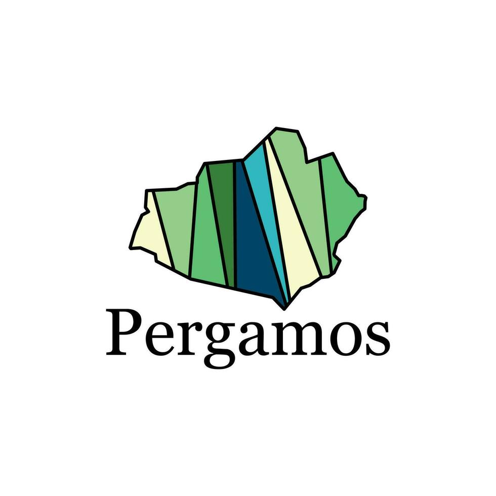 logotipo do a cidade do pérgamo mapa ilustração modelo projeto, vetor