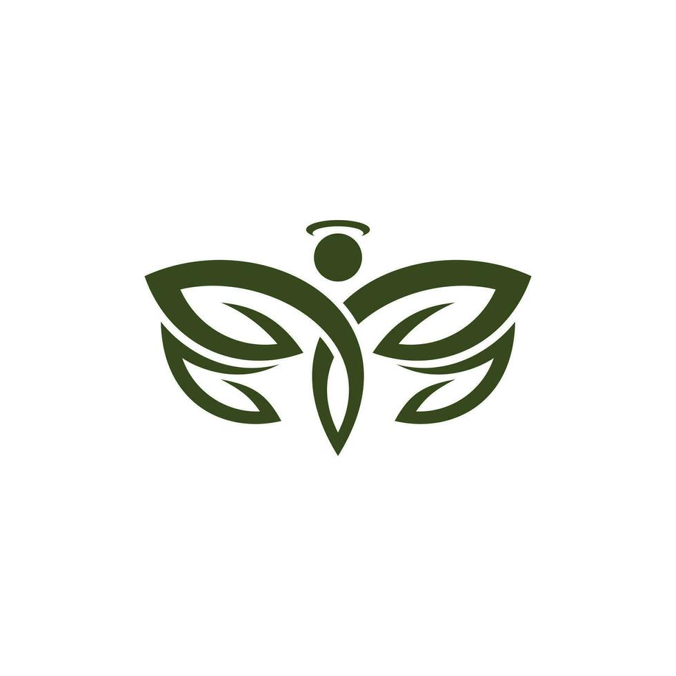 humano anjo asas com folha natureza logotipo Projeto modelo, logotipo para seu desenhos, poster, cumprimento cartões publicidade o negócio companhia ou marcas. vetor