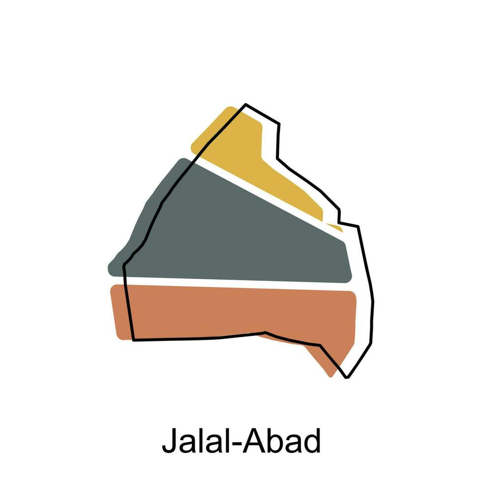 mapa cidade do jalal uma má, Quirguistão político mapa do administrativo divisões, ilustração Projeto modelo vetor