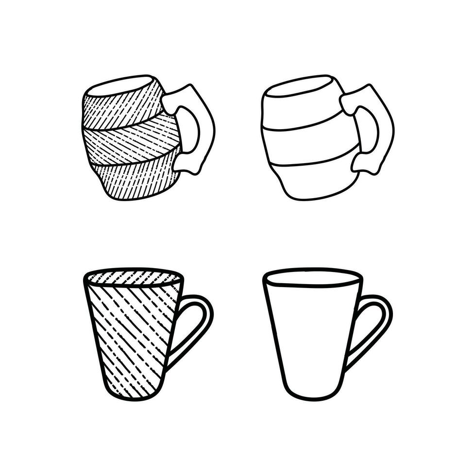 ícone conjunto do vidro caneca linha coleção, vintage logotipo ilustração Projeto modelo, moderno simples minimalista vetor conceito.
