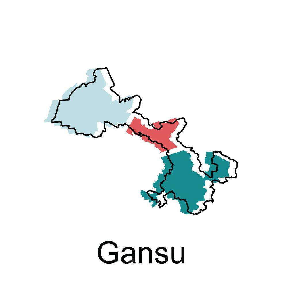 mapa do Gansu Alto qualidade é uma província do China mapa, Preto e branco detalhado esboço regiões do a país. vetor ilustração modelo