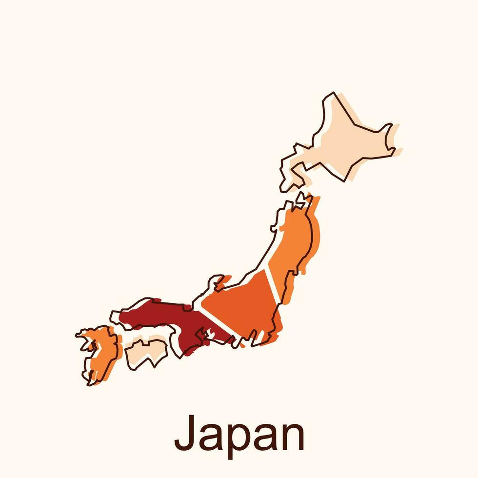 mapa do Japão vetor Projeto modelo, nacional fronteiras e importante cidades ilustração