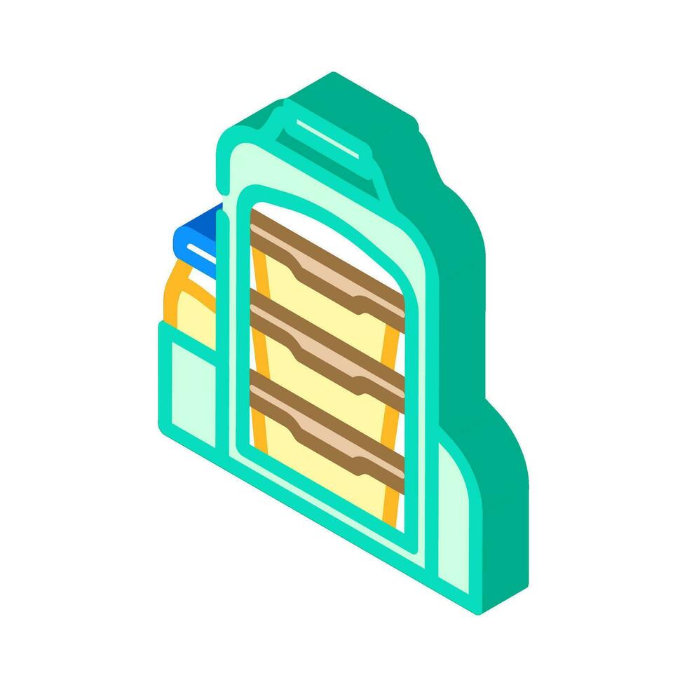 almoço caixa saco refeição isométrico ícone vetor ilustração