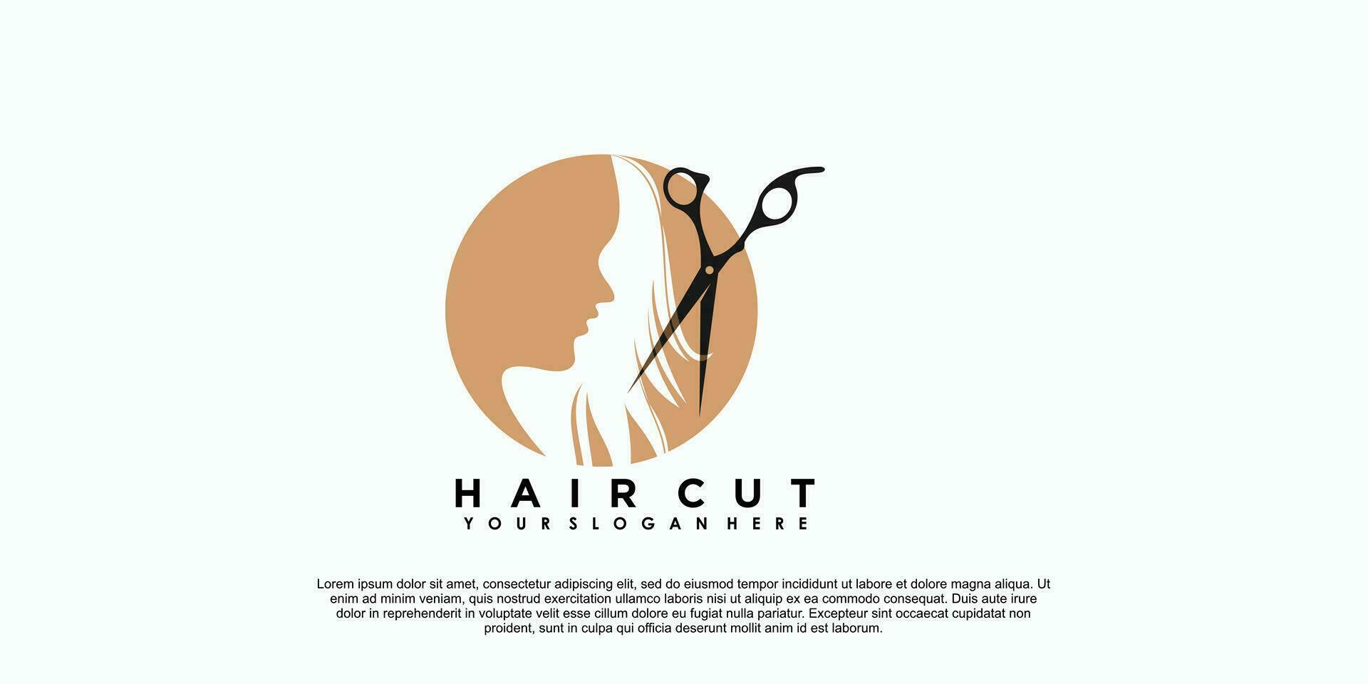 beleza salão cabelo cortar logotipo Projeto criativo conceito vetor