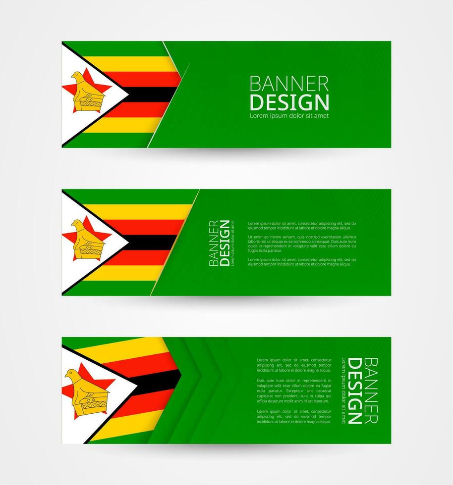 conjunto do três horizontal faixas com bandeira do Zimbábue. rede bandeira Projeto modelo dentro cor do Zimbábue bandeira. vetor