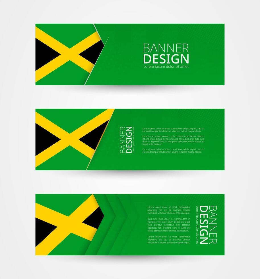 conjunto do três horizontal faixas com bandeira do Jamaica. rede bandeira Projeto modelo dentro cor do Jamaica bandeira. vetor