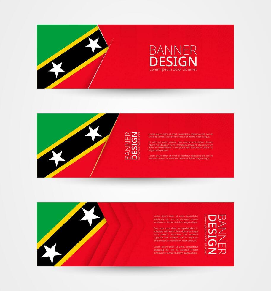 conjunto do três horizontal faixas com bandeira do santo kitts e neve. rede bandeira Projeto modelo dentro cor do santo kitts e nevis bandeira. vetor