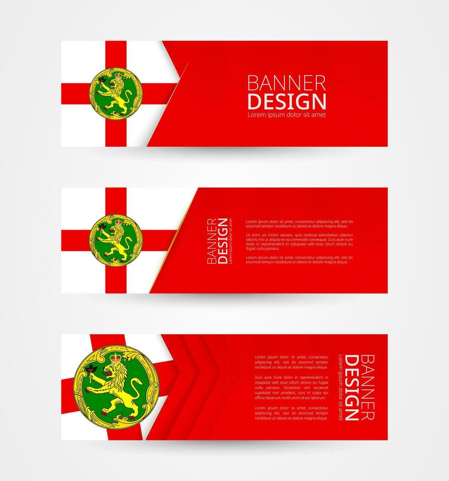 conjunto do três horizontal faixas com bandeira do alderney. rede bandeira Projeto modelo dentro cor do Alderney bandeira. vetor