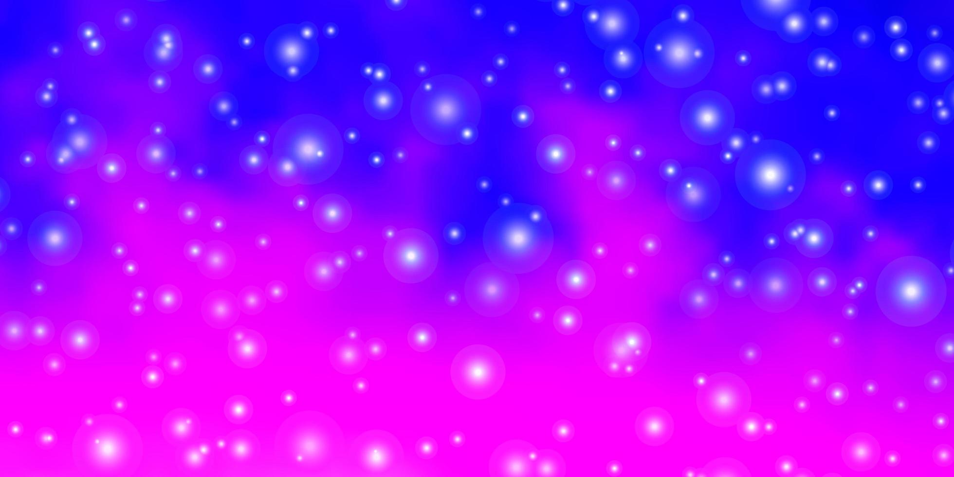 textura de vetor rosa roxo claro com lindas estrelas brilhando ilustração colorida com padrão de estrelas pequenas e grandes para livretos de anúncio de ano novo