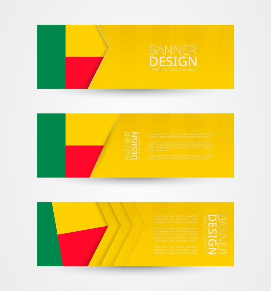 conjunto do três horizontal faixas com bandeira do benin. rede bandeira Projeto modelo dentro cor do benin bandeira. vetor