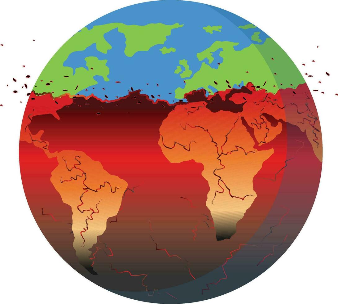 global enterrando, clima mudança - mundo ilustração, gráfico ilustração do uma enterrando terra. vetor