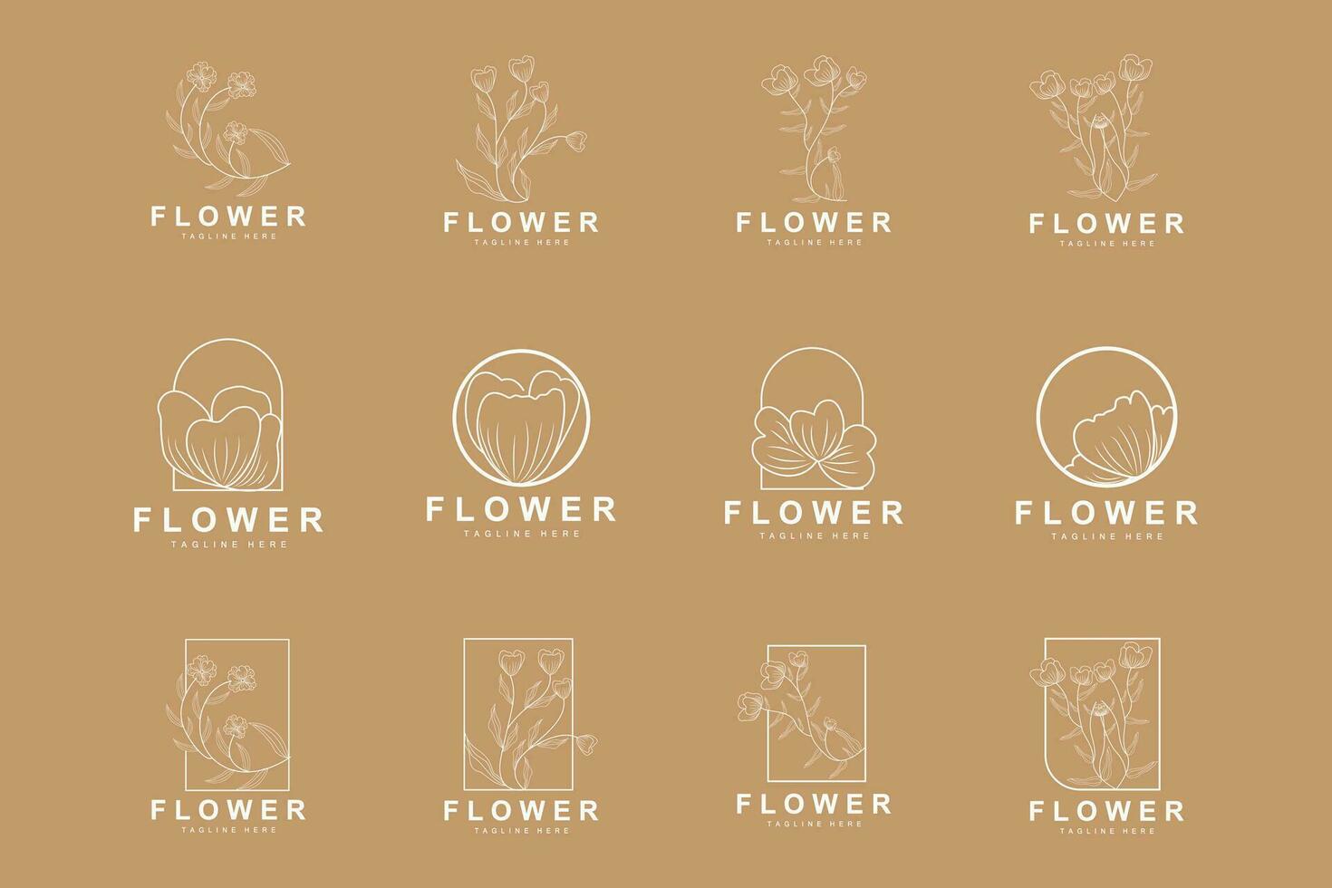 floral logotipo, folhas e flores botânico jardim vetor, floral Projeto do vida vetor