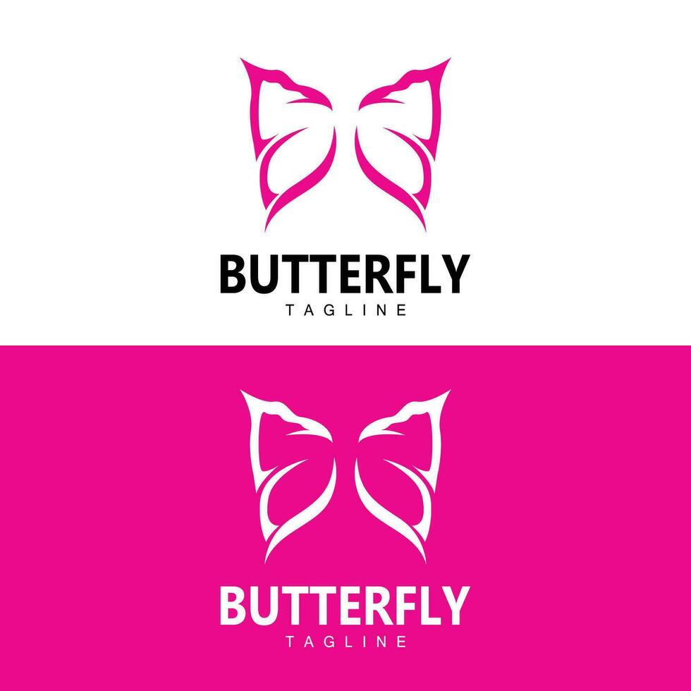 logotipo da borboleta, design animal com belas asas, animais decorativos, marcas de produtos vetor