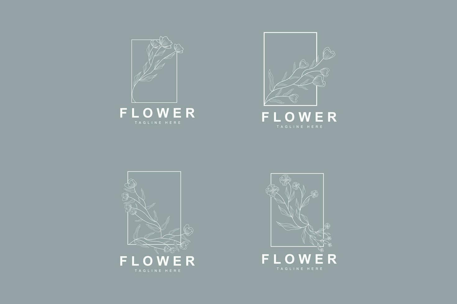 floral logotipo, folhas e flores botânico jardim vetor, floral Projeto do vida vetor