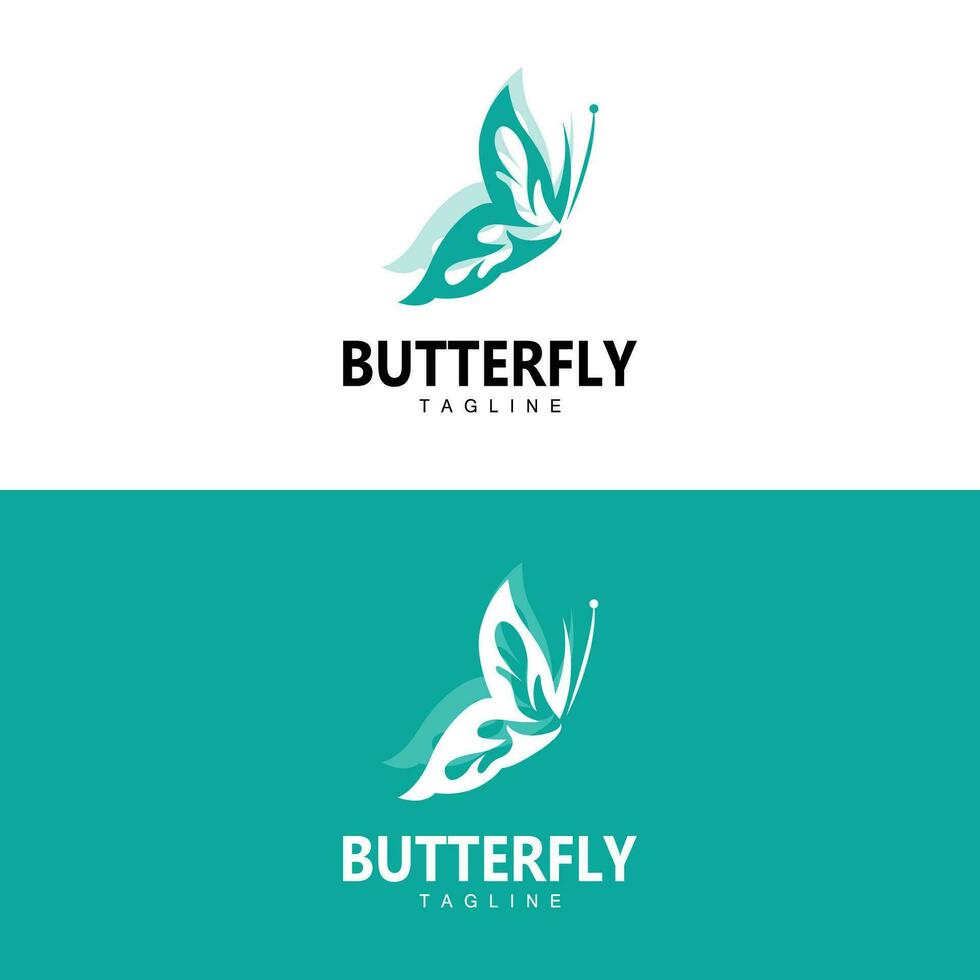 logotipo da borboleta, design animal com belas asas, animais decorativos, marcas de produtos vetor